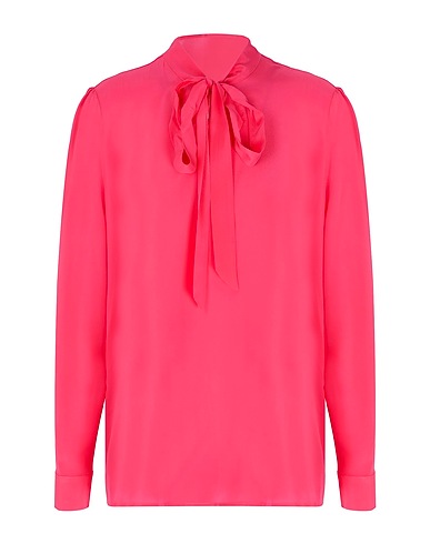 8 by YOOX Silk top SILK CRÊPE PUSSY-BOW BLOUSE
 Fuchsia 100% Silk