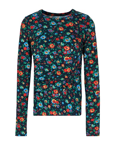 8 by YOOX T-shirt PRINTED JERSEY TOP WITH SIDE BUTTONS Black 95% Organic cotton, 5% Elastane