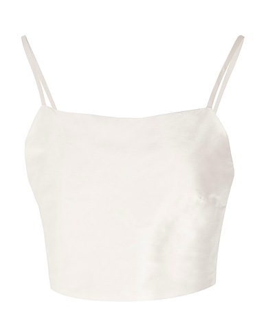 8 by YOOX Crop top SILK-SHANTUNG SLIP TOP
 Avorio 100% Seta