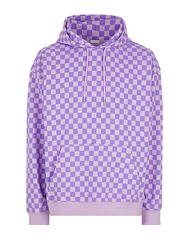 8 by YOOX Hooded track jacket  ORGANIC COTTON HOODED PRINTED SWEATER Lilac 100% Organic cotton