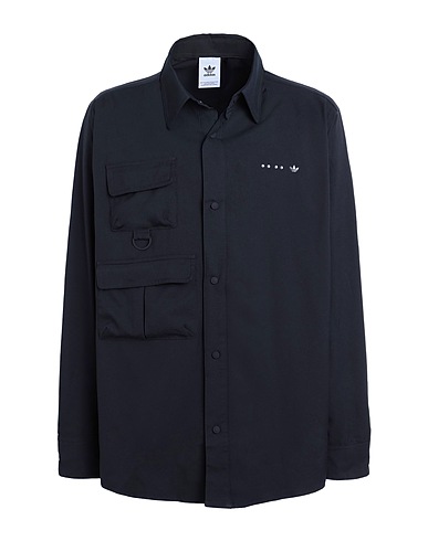 ADIDAS ORIGINALS Solid colour shirt LS OVERSHIRT
 Black 100% Recycled polyester
