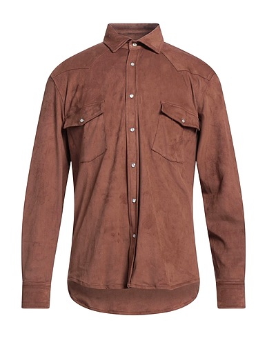 HōSIO Solid colour shirt Brown 100% Polyester