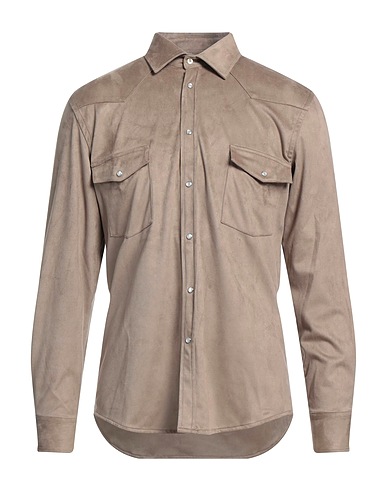 HōSIO Camicia tinta unita Khaki 100% Poliestere