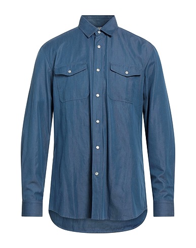 CARUSO Solid colour shirt Slate blue 65% Cotton, 35% Lyocell