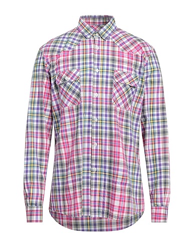 GREY DANIELE ALESSANDRINI Checked shirt Fuchsia 100% Cotton