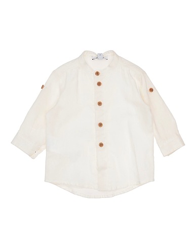 ALETTA Solid colour shirt Ivory 55% Linen, 45% Cotton