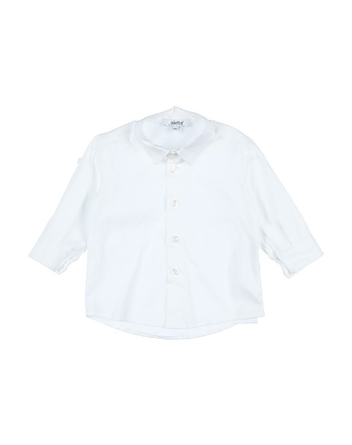 ALETTA Solid colour shirt White 98% Cotton, 2% Elastane