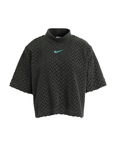 NIKE T-shirt Nike Sportswear Everyday Modern Women's Allover Jacquard Boxy Top
 Military green 83% Cotton, 17% Polyester