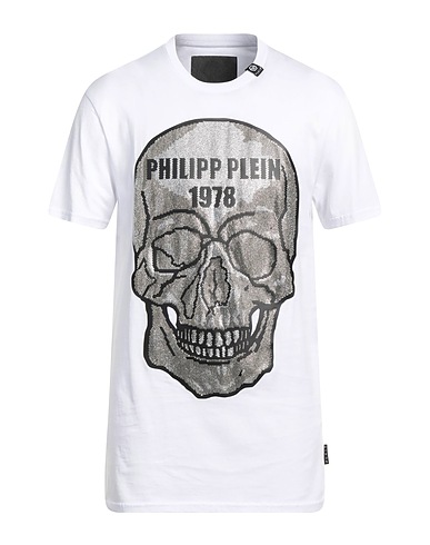 PHILIPP PLEIN T-shirt Bianco 100% Cotone, Fibra di vetro