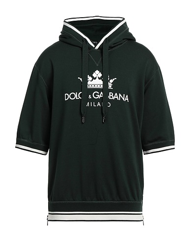 DOLCE&GABBANA Hooded sweatshirt Dark green 89% Cotton, 11% Polyester, Elastane