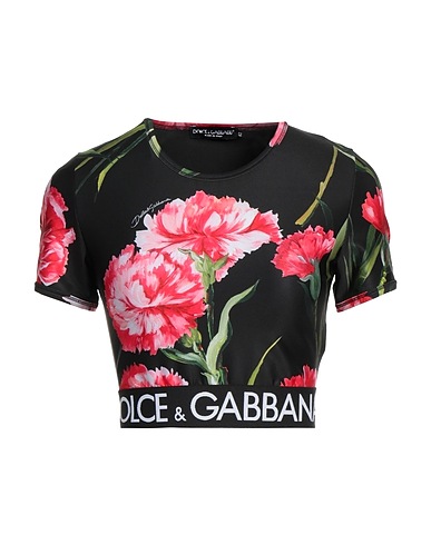 DOLCE&GABBANA Crop top Black 46% Polyamide, 38% Polyester, 16% Elastane