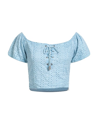 GUESS Schulterfreies Top Himmelblau 100% Baumwolle