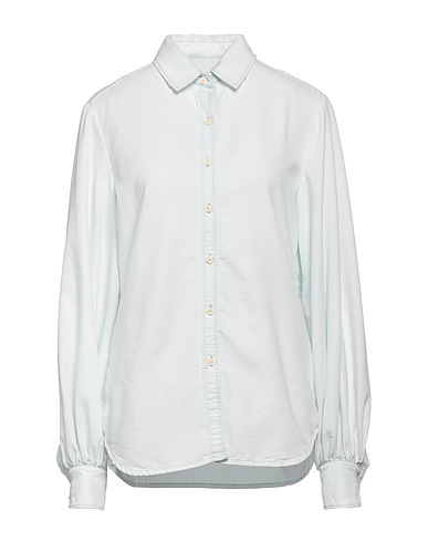 (+) PEOPLE Camisas y blusas lisas Azul celeste 65% Algodón, 35% Poliéster