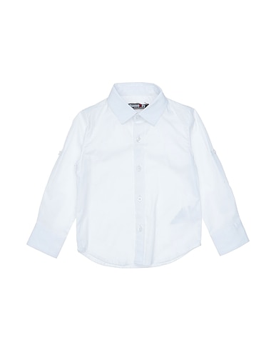 RONNIE KAY Solid colour shirt White 97% Cotton, 3% Elastane
