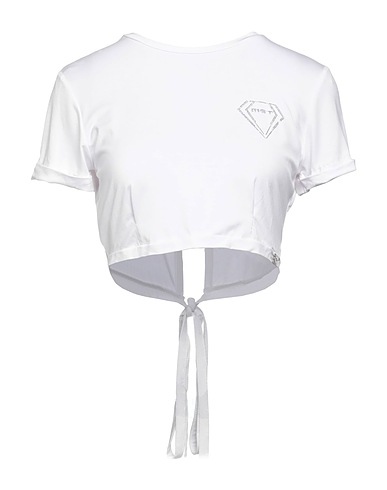 MET JEANS Crop top White 93% Rayon, 7% Elastane