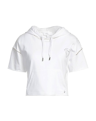 MET JEANS Hooded track jacket  White 95% Cotton, 5% Elastane
