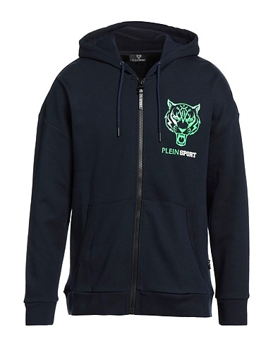 PLEIN SPORT Hooded sweatshirt Midnight blue 52% Cotton, 48% Polyester