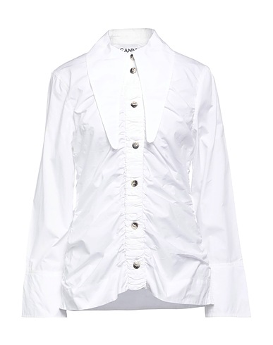 GANNI Hemden und Blusen einfarbig Weiß 100% Organische Baumwolle