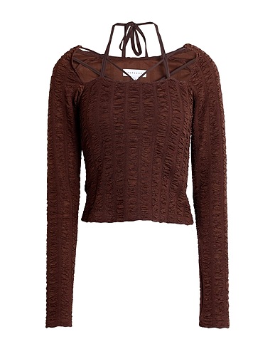 TOPSHOP Off-the-shoulder top Brown 98% Polyester, 2% Elastane