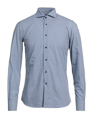 DOMENICO TAGLIENTE Patterned shirt Slate blue 100% Cotton