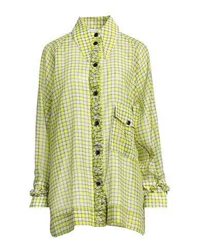 GANNI Checked shirt Yellow 65% Recycled polyester, 35% Polyethylene