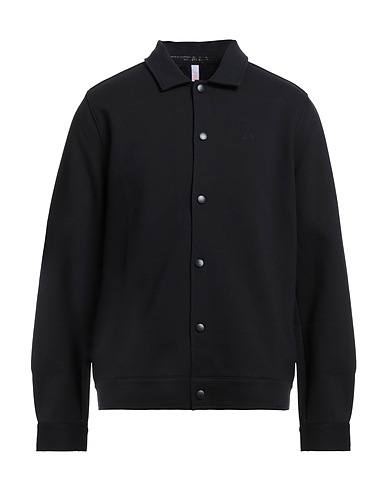 SUN 68 Solid colour shirt Black 92% Cotton, 8% Elastane