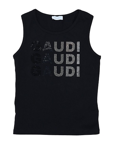 GAUDÌ Tank top Black 95% Cotton, 5% Elastane