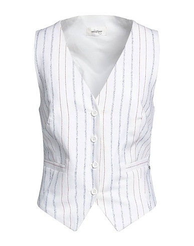 OTTOD'AME Waistcoat White 70% Cotton, 29% Linen, 1% Polyamide