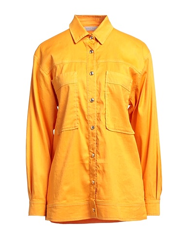 ANGELO MARANI Denim shirt Marigold 69% Linen, 29% Cotton, 2% Elastane