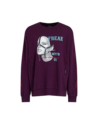 MARCELO BURLON Sweatshirt Purple 100% Cotton, Elastane, Polyester