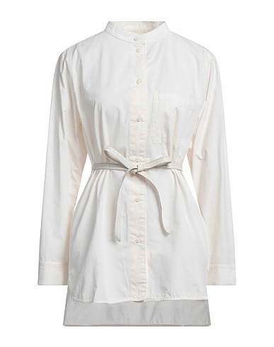 YVES SALOMON Solid colour shirts & blouses White 100% Cotton, Lambskin