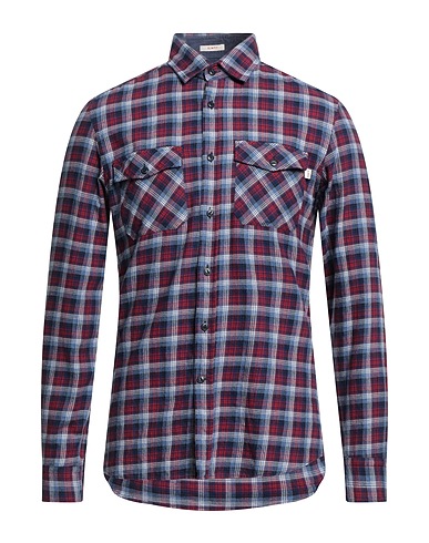 HACKETT Checked shirt Slate blue 100% Cotton