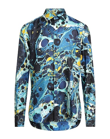 DOLCE&GABBANA Patterned shirt MARTINI Slate blue 100% Silk