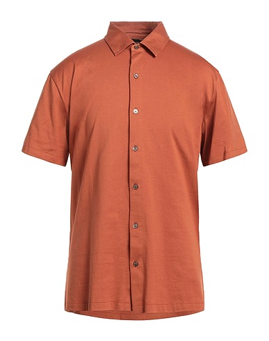 ROBERTO COLLINA Camicia tinta unita Ruggine 100% Cotone