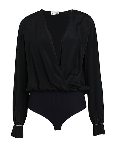 ANNA MOLINARI TOPWEAR Black 85% Acetate, 15% Silk, Polyamide, Elastane, Brass