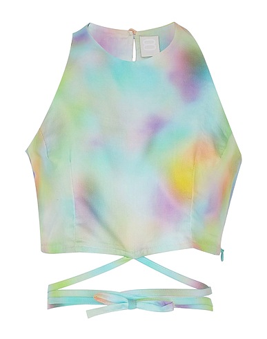 8 by YOOX Crop top PRINTED LACE-UP CROP TOP
 Sky blue 100% Cupro