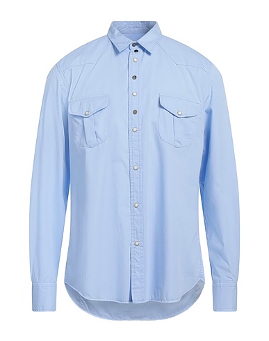OFFICINA 36 Solid colour shirt Sky blue 100% Cotton