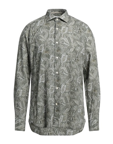 TINTORIA MATTEI 954 Patterned shirt Military green 70% Cotton, 30% Linen