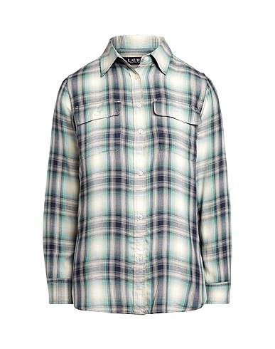 LAUREN RALPH LAUREN Checked shirt OVERSIZE PLAID TWILL SHIRT
 Green 100% Viscose