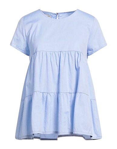 ALESSIA SANTI Top DENIM Sky blue 100% Cotton