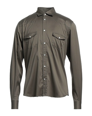 I SARTI Solid colour shirt Military green 98% Cotton, 2% Elastane