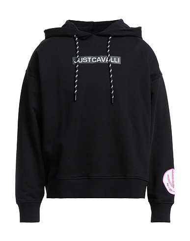 JUST CAVALLI Sweat-shirt Noir 100% Coton, Élasthanne, Polyester