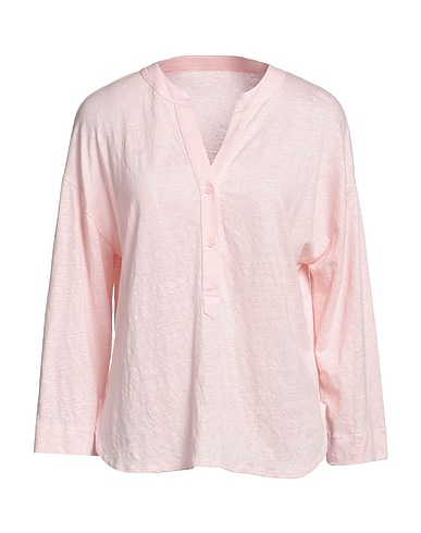 MAJESTIC FILATURES Basic T-Shirt Hellrosa 94% Leinen, 6% Elastan