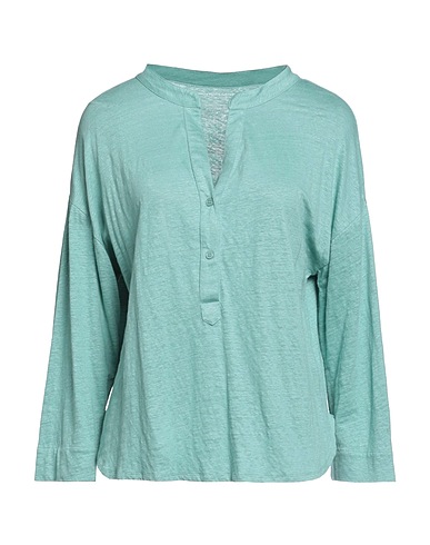 MAJESTIC FILATURES Basic T-shirt Turquoise 94% Linen, 6% Elastane