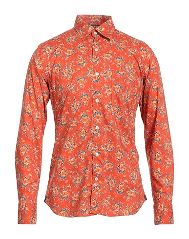 TINTORIA MATTEI 954 Patterned shirt Orange 100% Cotton