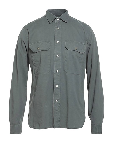 XACUS Solid colour shirt Military green 100% Cotton
