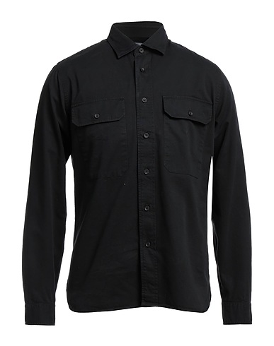 XACUS Solid color shirt Black 100% Cotton