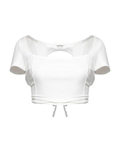 GLAMOROUS Crop top Bianco 92% Poliestere, 8% Elastan