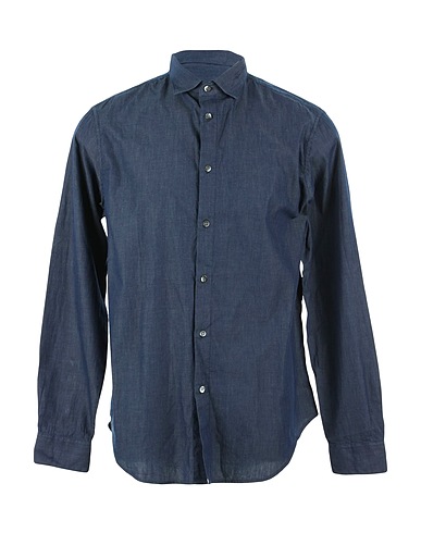 EMPORIO ARMANI Solid colour shirt Blue 100% Cotton