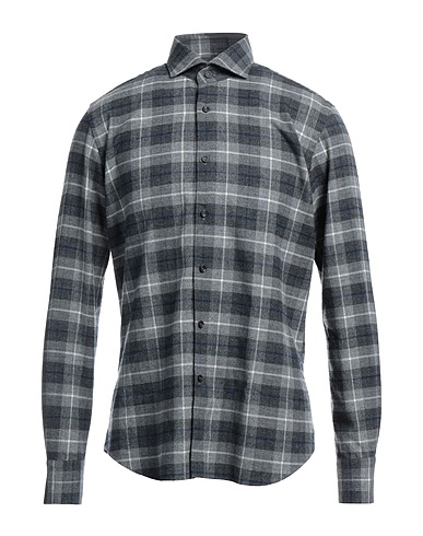 XACUS Checked shirt Grey 100% Virgin Wool